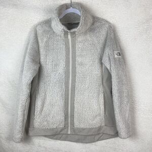 The North Face Furry Fleece Full Zip Soft‎ Teddy Light Grey Rare Women's Size Lg